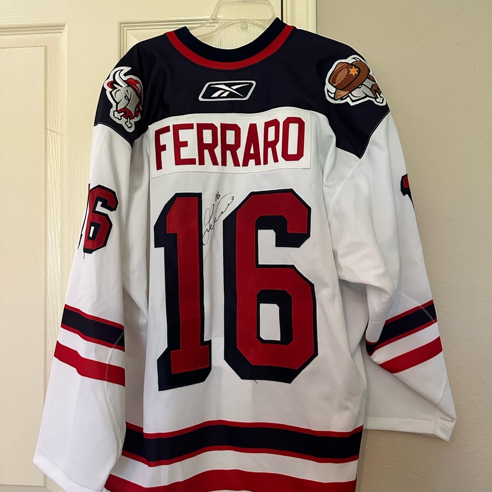 Autographed and game worn San Antonio Rampage Hockey jersey. Ferraro #16